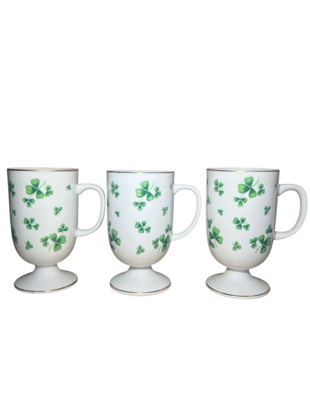 Vintage Lefton China Irish Coffee Cup Mugs Pedestal Set of 3  St. Patrick’s Day - Picture 5 of 15